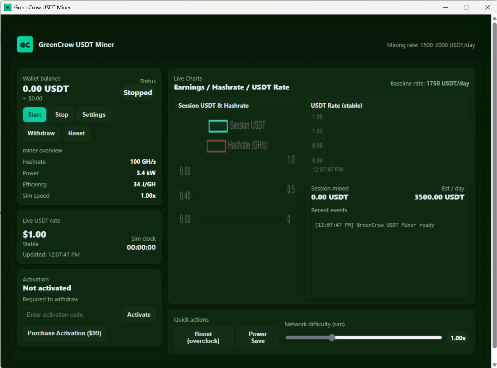 GreenCrow USDT Miner