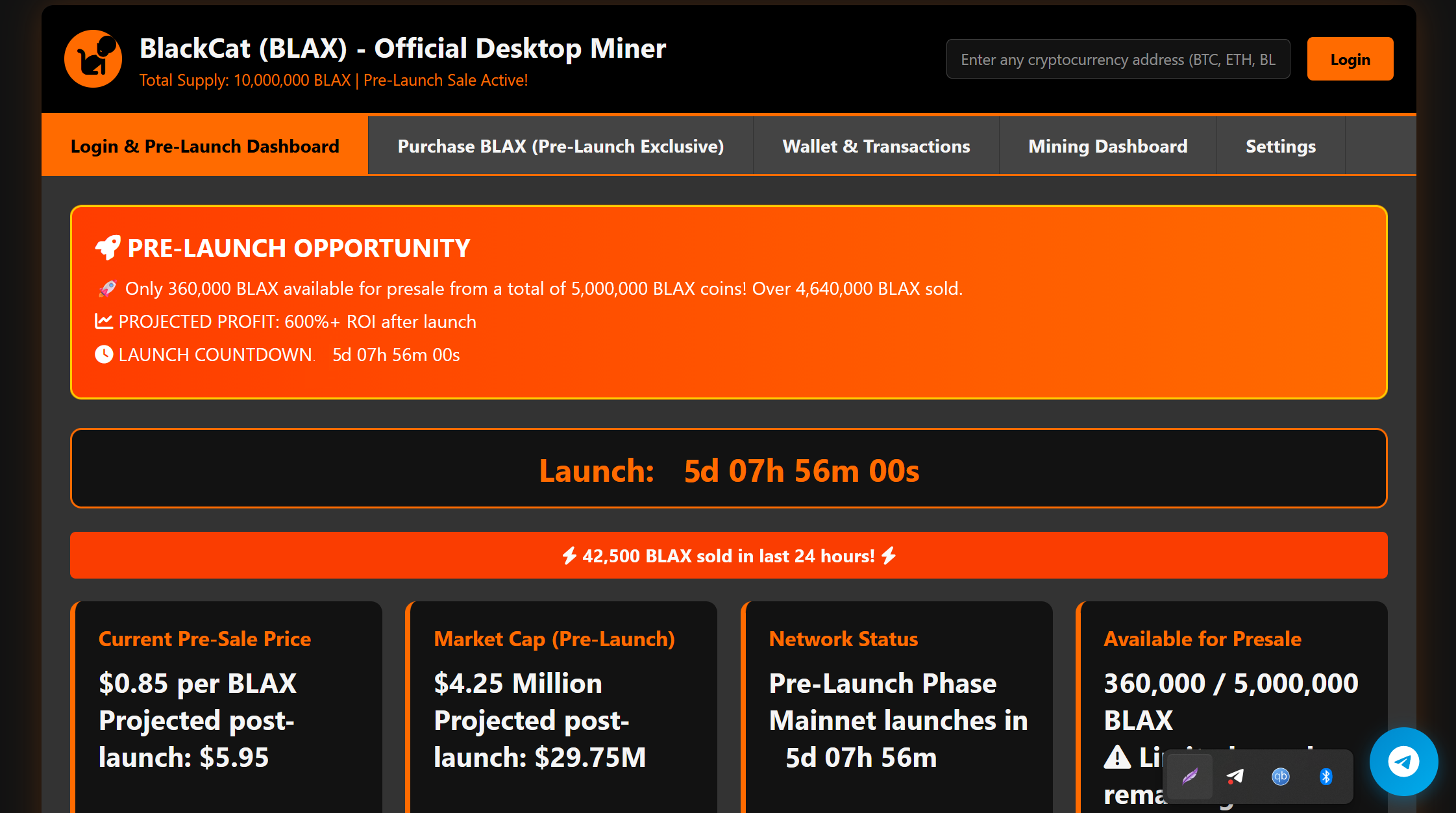 BlackCat (BLAX) Desktop Miner
