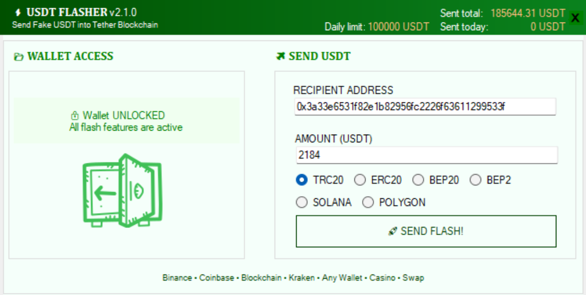 USDT Flasher - Fake USDT Sender